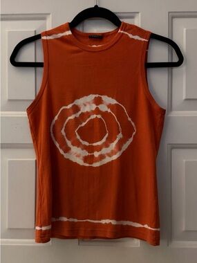 Vintage Theory Orange and White Tie-Dye Sleeveless Tank